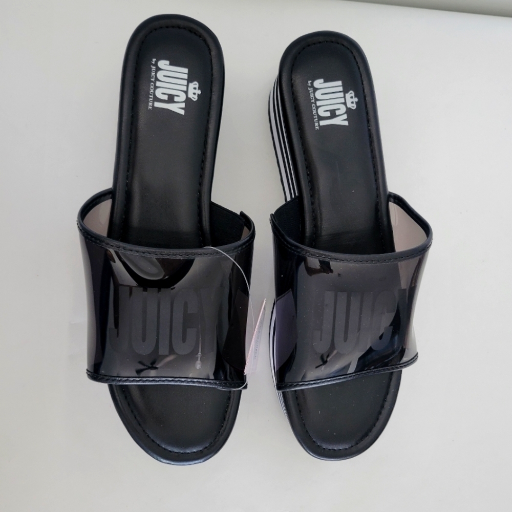 Juicy Couture Drena Platform 2 1/2" Slide Sandals Size 10 Resort Casual Y2K